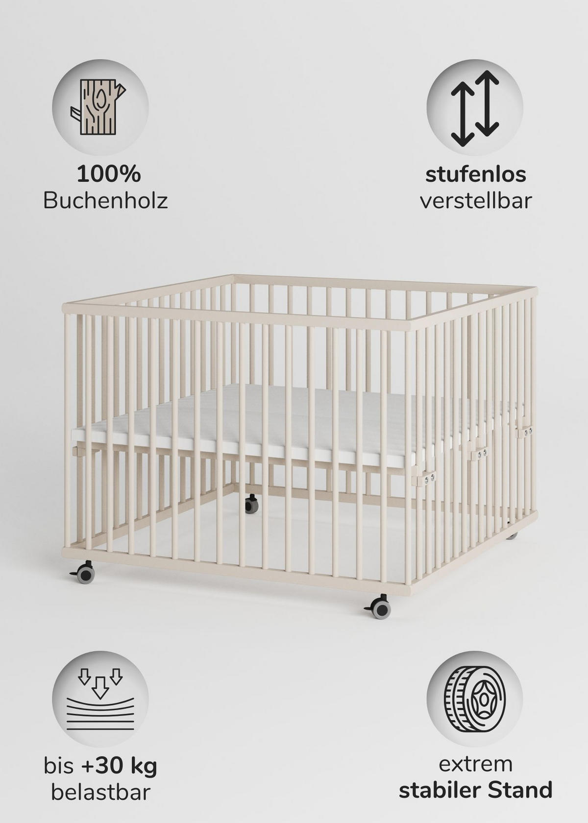 LAUFGITTER 100x100 cm - sahara dust - Premium Kollektion - Sandfarben, Holz (100/74/100cm) - Sämann – make a difference.