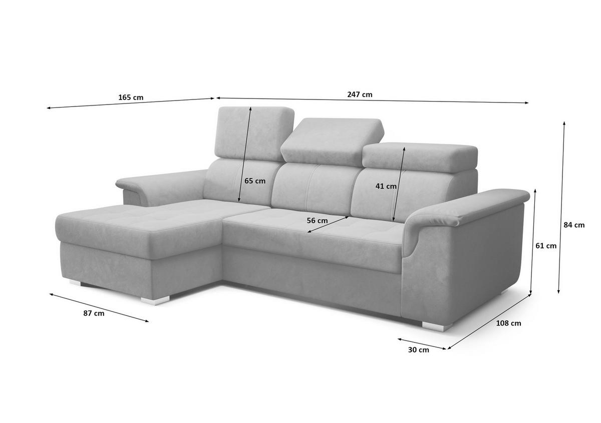 ECKSOFA KONGO RBN06, Eckcouch in L-Form mit Schlaffunktion, Farbe: Rosa, Velourstoff, Ottomane Links - Rosa, Textil (247/165cm) - O-Sofa