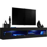 WOHNWAND TIVOLI SET4-BLACK/BLACK+BLU Offener Raum Schwarz Schwarz - Schwarz, Holzwerkstoff/Kunststoff (200/41/35cm) - Komodee