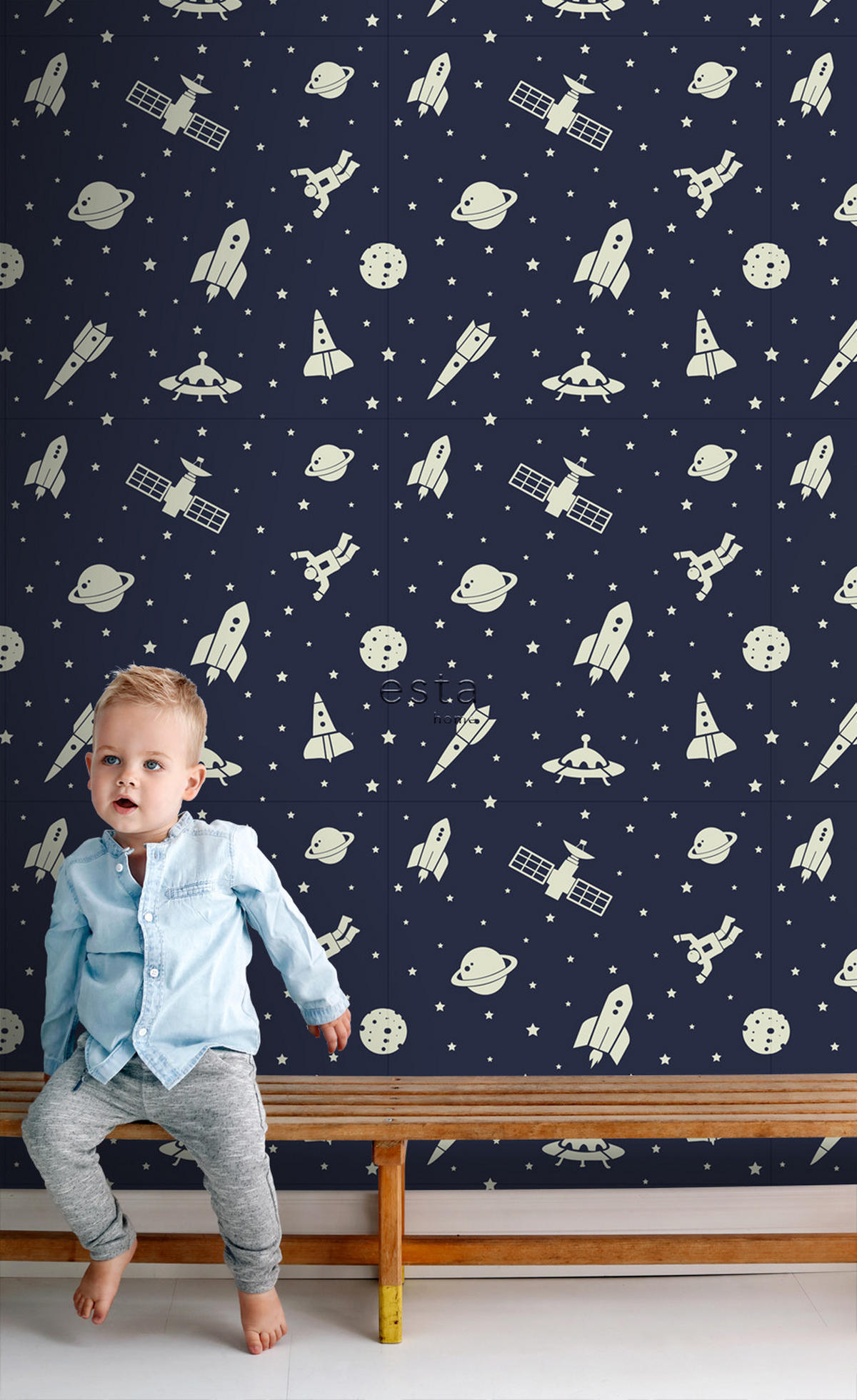 TAPETE Weltraum 50 x 900 cm - Blau, Papier (50/0.1cm) - ESTAhome