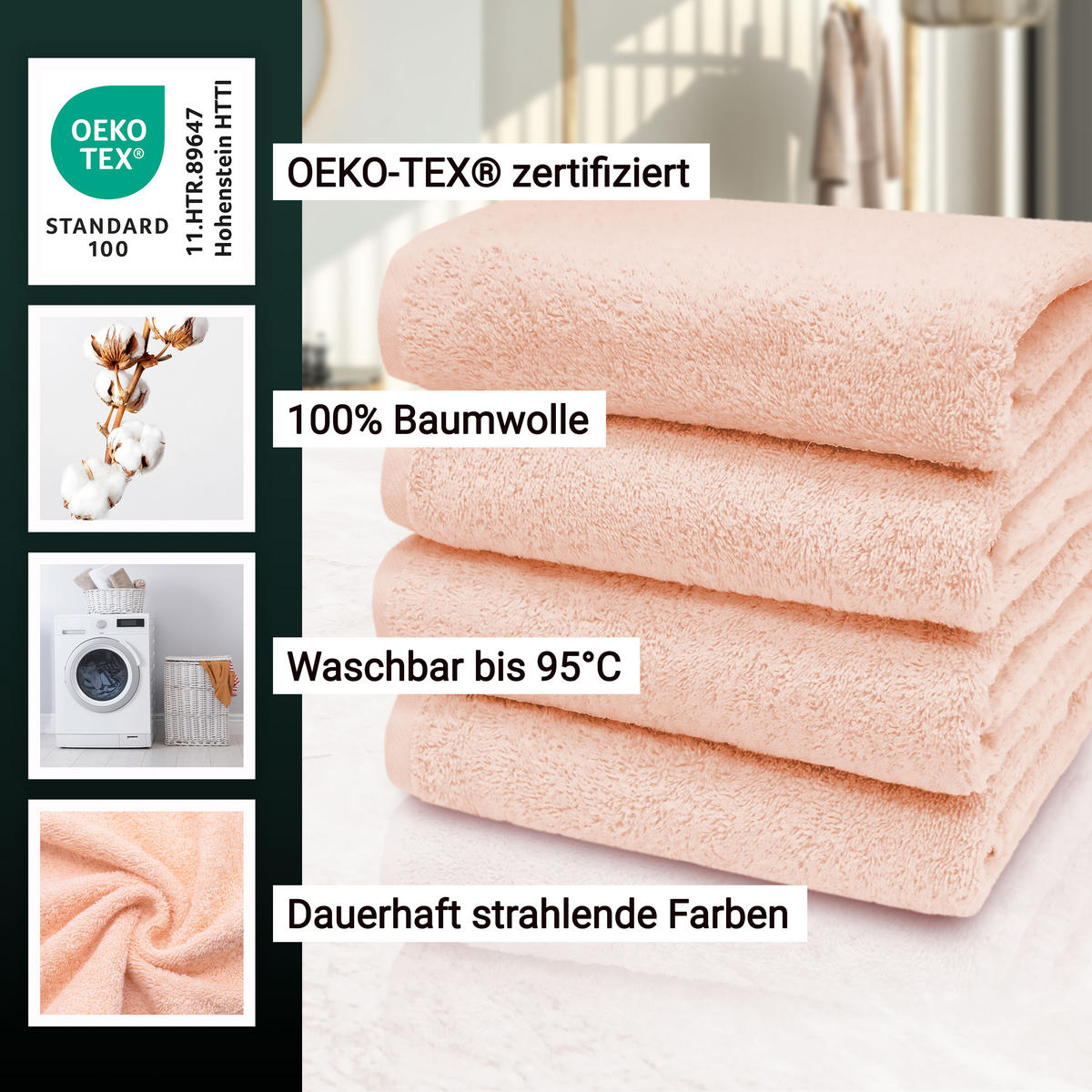 HANDTÜCHER, 4er-Set, 50x100 cm, 100% Baumwolle, Orange - Orange, Textil (50/100cm) - Zollner
