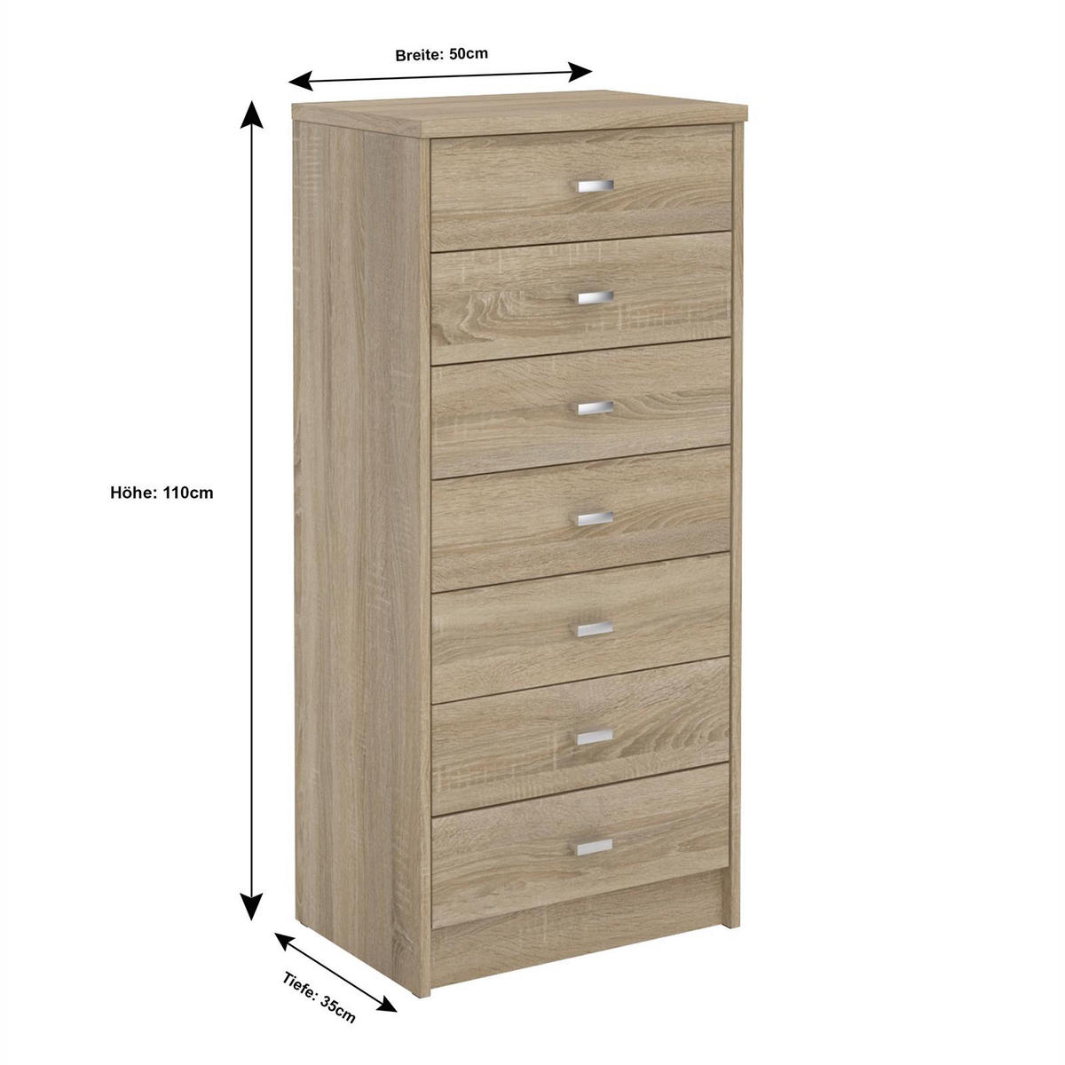SCHUBLADENKOMMODE FEHMARN - Sonoma Eiche, Holzwerkstoff (50/110/35cm) - CARO-Möbel
