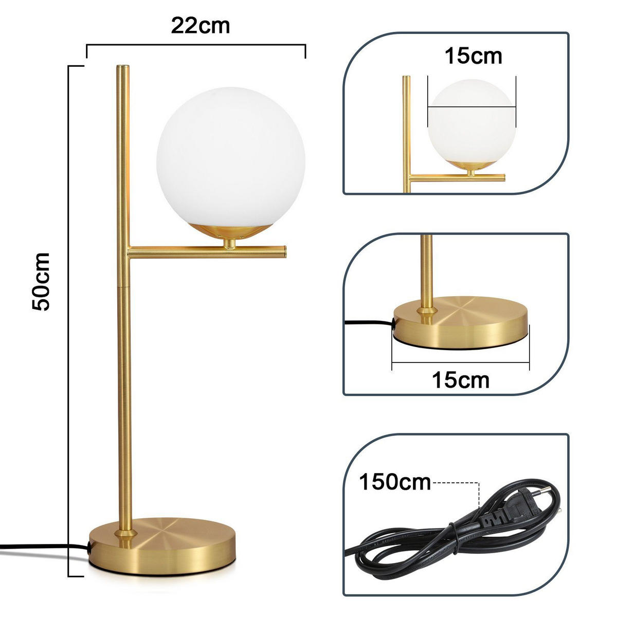 TISCHLEUCHTE Oase 22/22/50 cm - Goldfarben, Metall (22/22/50cm) - Nettlife