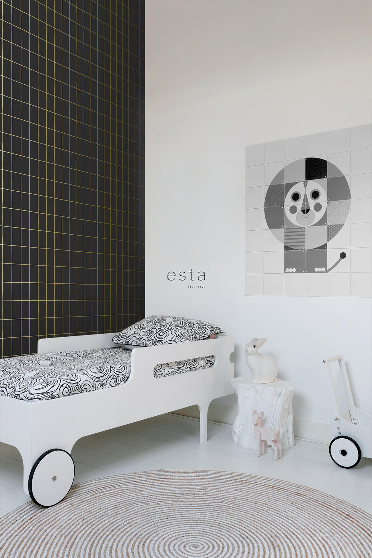 TAPETE kleine Fliesen 53 cm x 10.05 m - Schwarz, Papier (53/1000cm) - ESTAhome