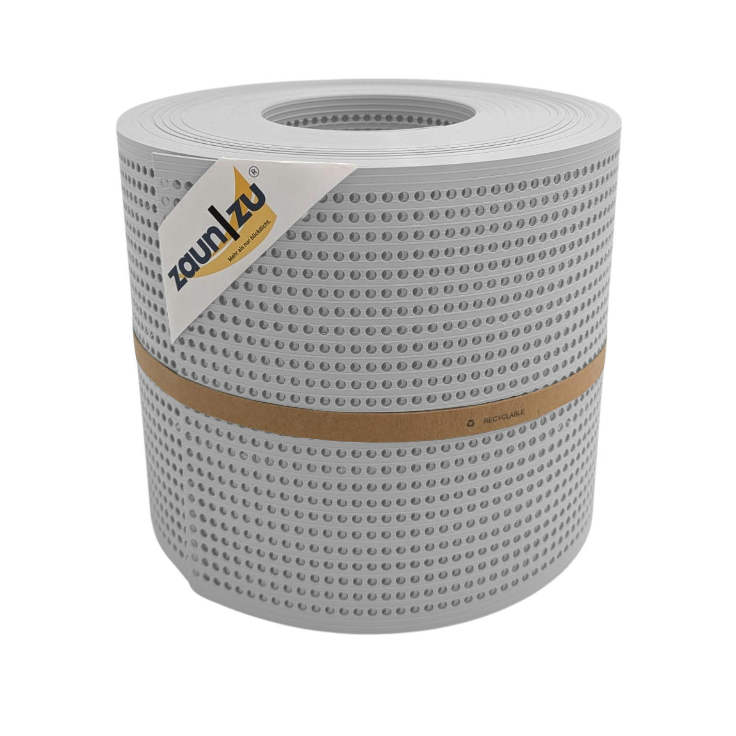 SICHTSCHUTZSTREIFEN Rille Gelocht 30 Prozent PP Streifen Lichtgrau 26m - Hellgrau, Kunststoff (2600/19cm) - ZAUN|ZU