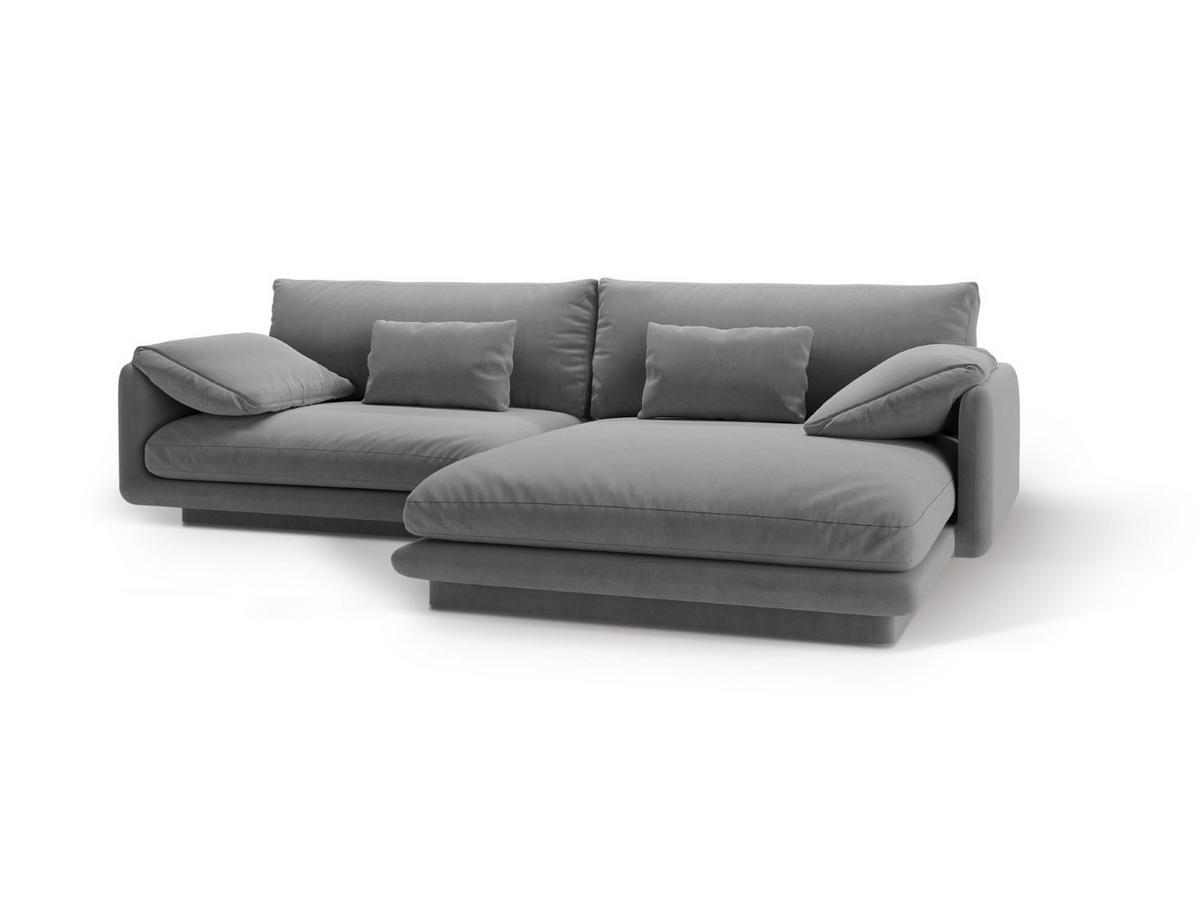 ECKSOFA rechts Torino aus Samt hellgrau 4 Sitzplätze - Hellgrau, Textil (170/250cm) - Micadoni