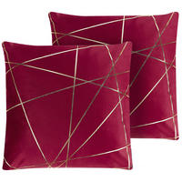 DEKOKISSEN 2er-Set Rot 45/45 cm Pinus - Rot, Textil (45/45cm) - Beliani