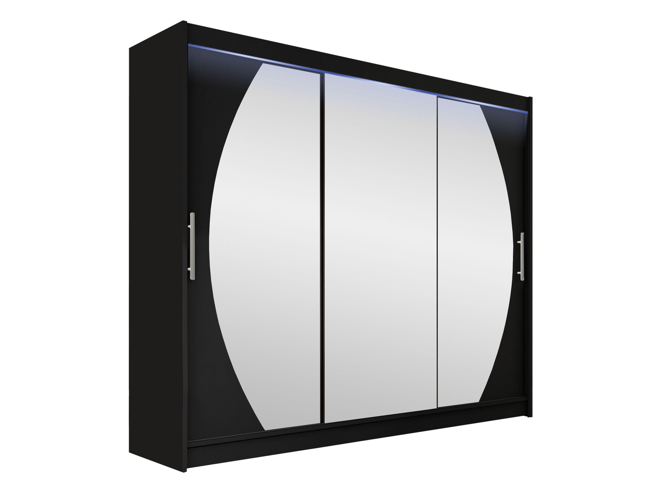 KLEIDERSCHRANK Aston V, mit RGB LED Beleuchtung - Silberfarben/Schwarz, Holzwerkstoff/Kunststoff (250/215/58cm) - MIRJAN24