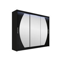KLEIDERSCHRANK Aston V, mit RGB LED Beleuchtung - Silberfarben/Schwarz, Holzwerkstoff/Kunststoff (250/215/58cm) - MIRJAN24