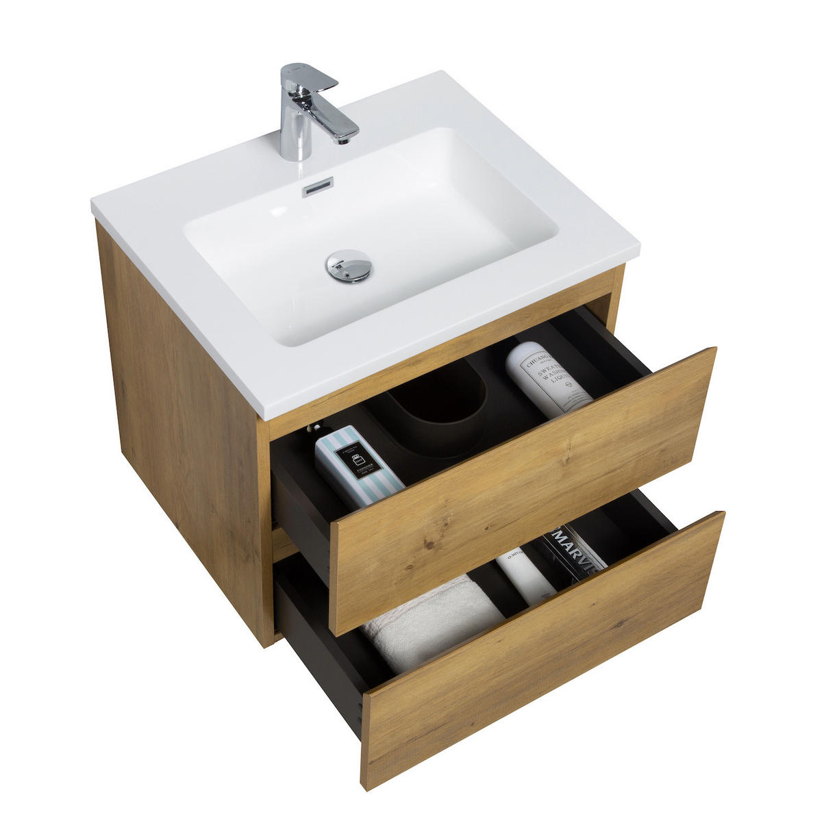 WASCHTISCHKOMBI Angela 2 Teile - Eiche - 60 x 48 x 52 cm - Eichefarben/Weiß, Holz (60/52/48cm) - Badplaats