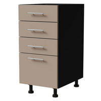 SCHUBLADENUNTERSCHRANK Brerra D4A/40 Korpus schwarz / Front RAL 1019 graubeige Matt 40 / 50 / 82 cm - Graubraun/Schwarz, Holz/Holzwerkstoff (40/82/50cm) - Feldmann-Wohnen