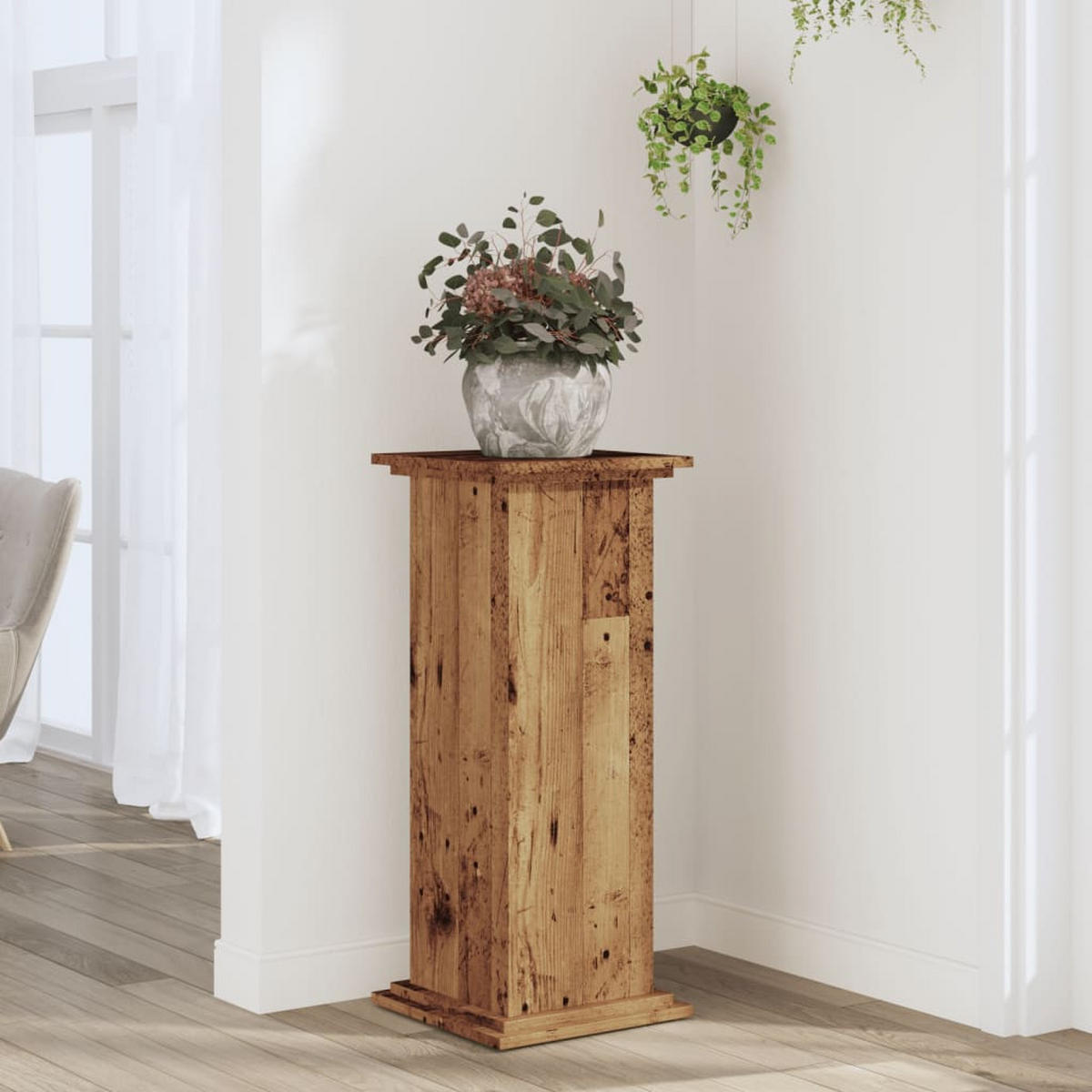 PFLANZENSTÄNDER Altholz-Optik 33/33/80 Cm Holzwerkstoff - Braun, Holzwerkstoff (33/80/33cm) - vidaXL