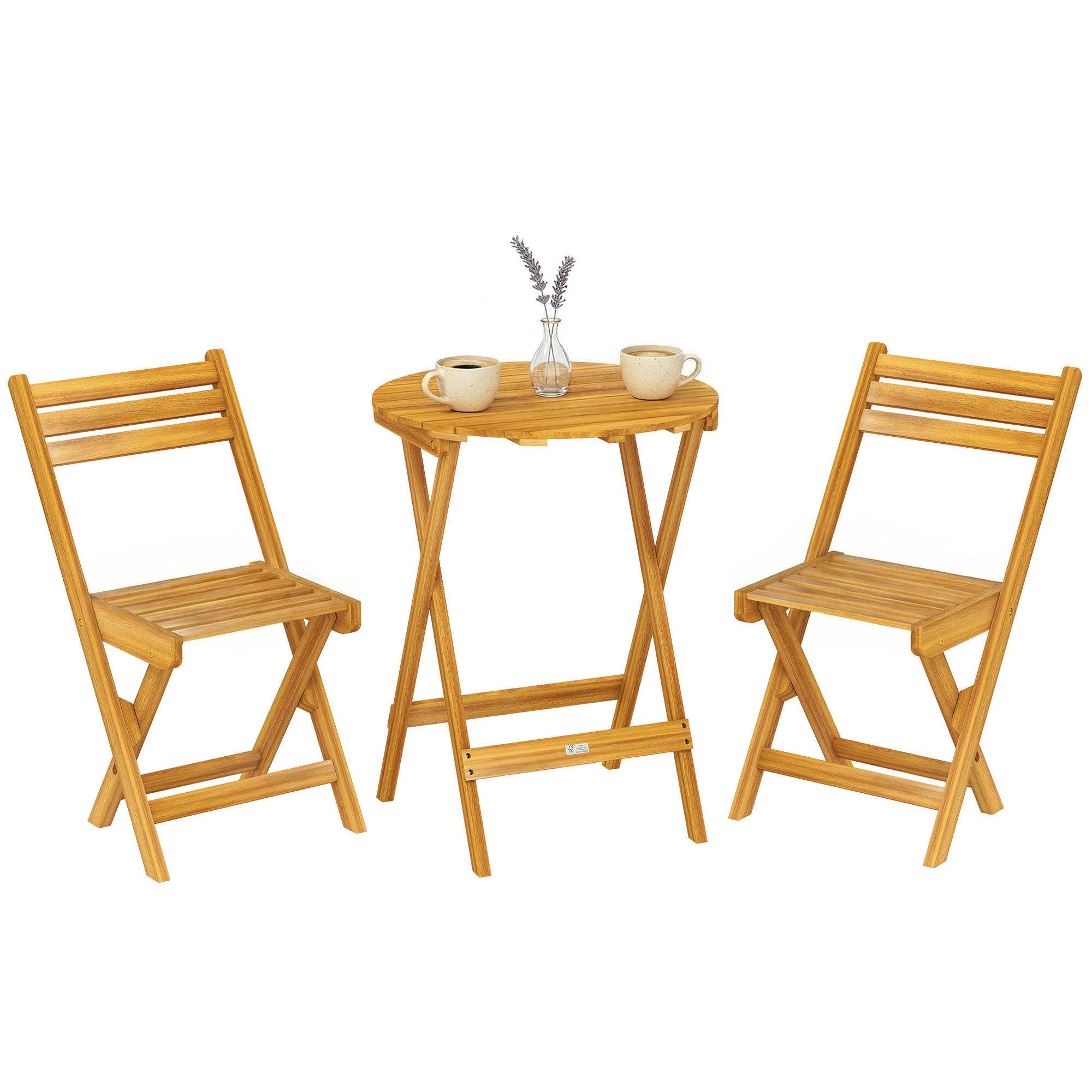 BALKONSET DE-14207 klappbar, Akazienholz Natur - Naturfarben, Holz - ComfortXL