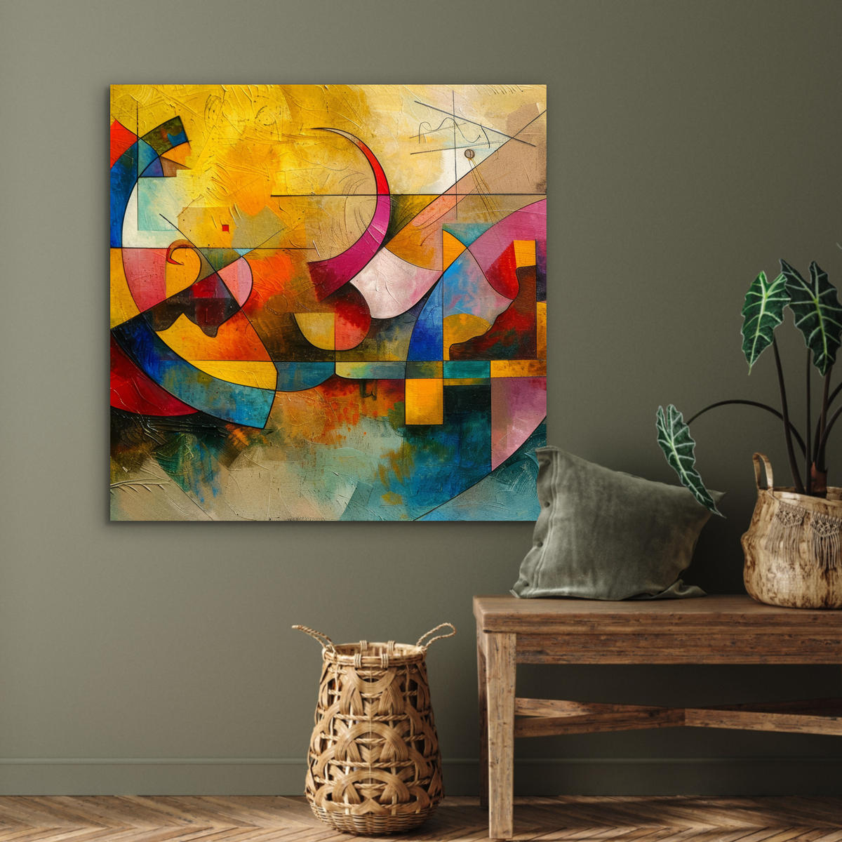 KOVOVÝ OBRAZ Umenie - abstraktné - moderné 90x90 cm - žltá, kov (90/90cm) - MuchoWow