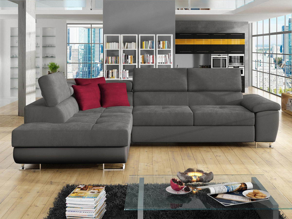 ECKSOFA Cotere, Seite: Links - Dunkelgrau, Holz/Textil (270/202cm) - MIRJAN24