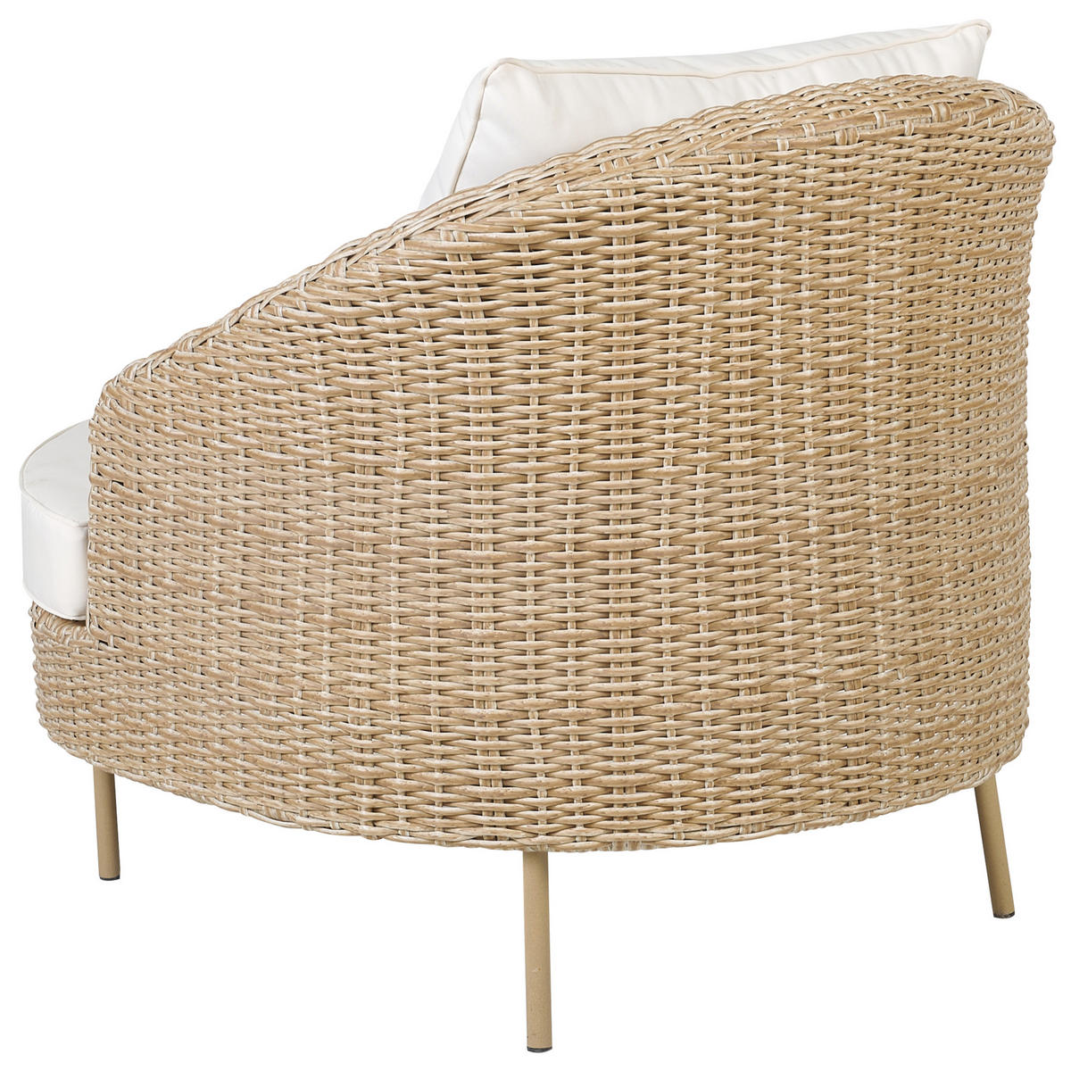 SESSEL mit Ottomane Rattan PE natürlich Arcille - Naturfarben, Kunststoff (80/80/151cm) - Beliani