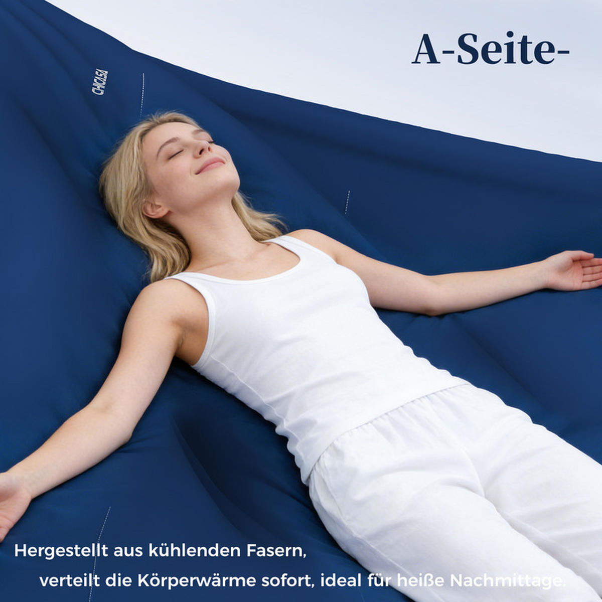 SOMMERDECKE 140x200 cm Blau kühlend antibakteriell leicht atmungsaktiv wendbar OEKO-TEX® - Blau, Textil (140/200cm) - CHICASA
