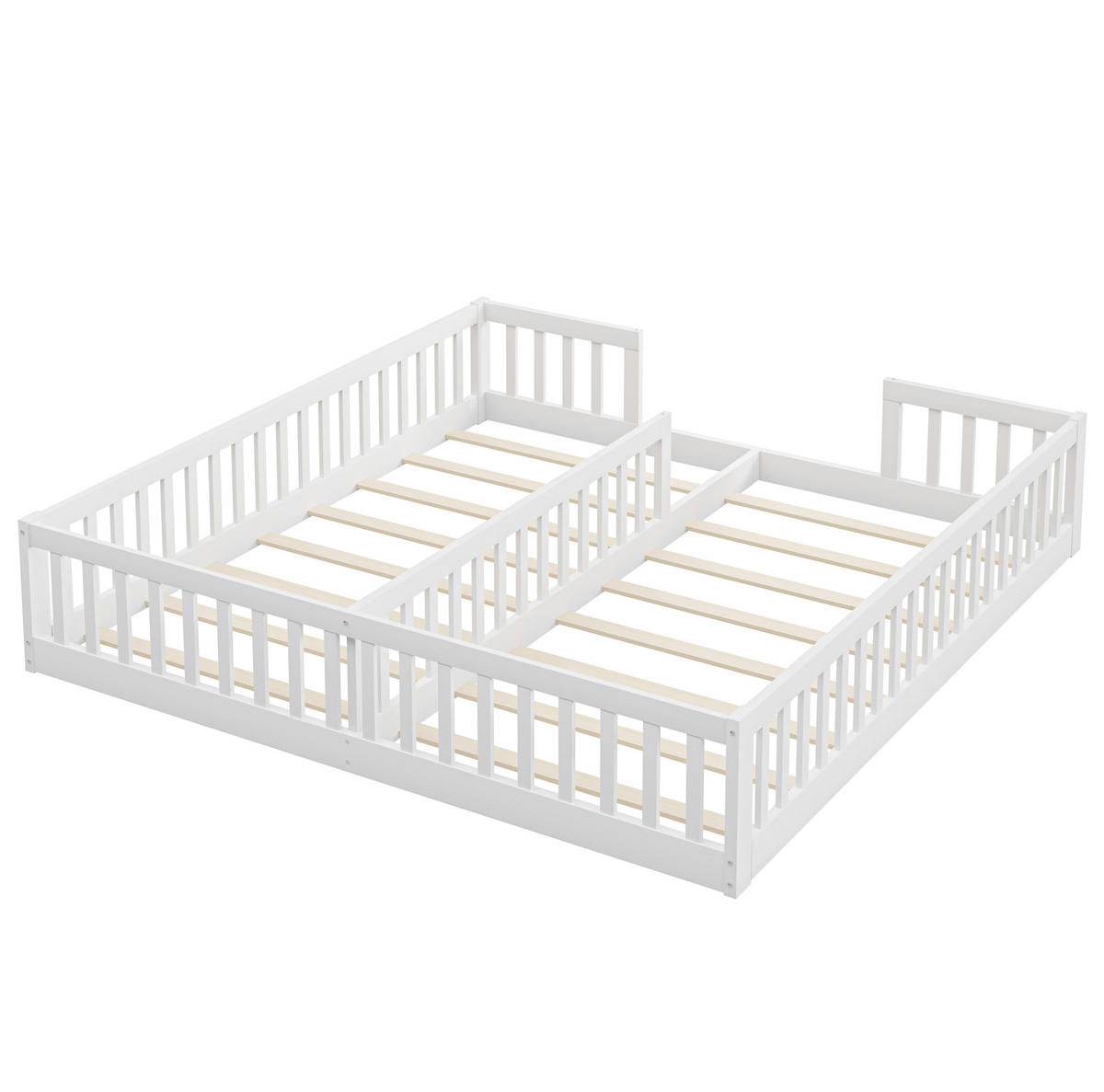 KINDERBETT mit Schutzgittern 2er-Set 90x200 cm Kiefernholz Weiß - Weiß, Holzwerkstoff (90/200cm) - Beauniv