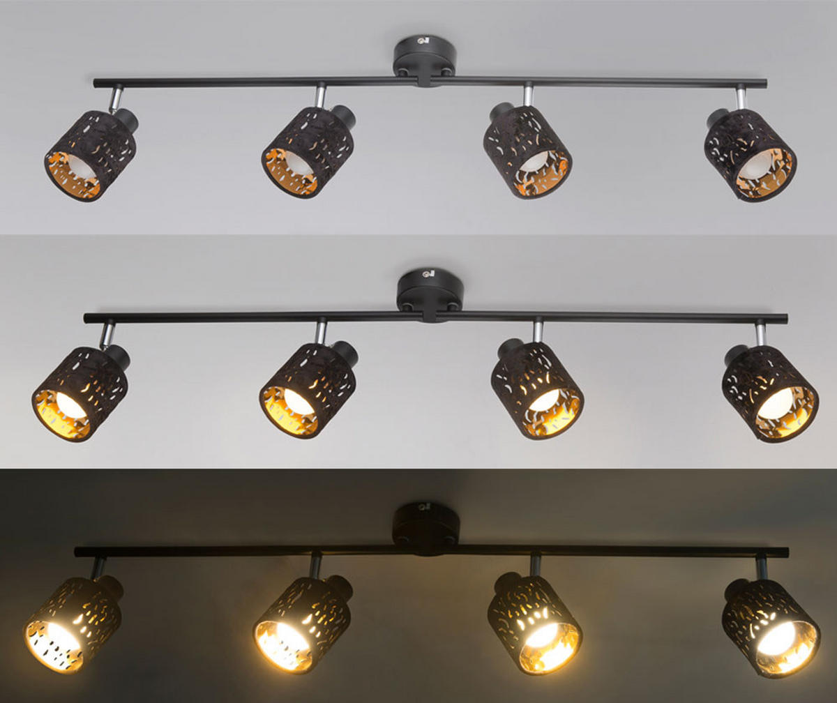 DECKENLEUCHTE Metall Schwarz Gold - Schwarz, Metall (84/14/16cm) - Globo Lighting