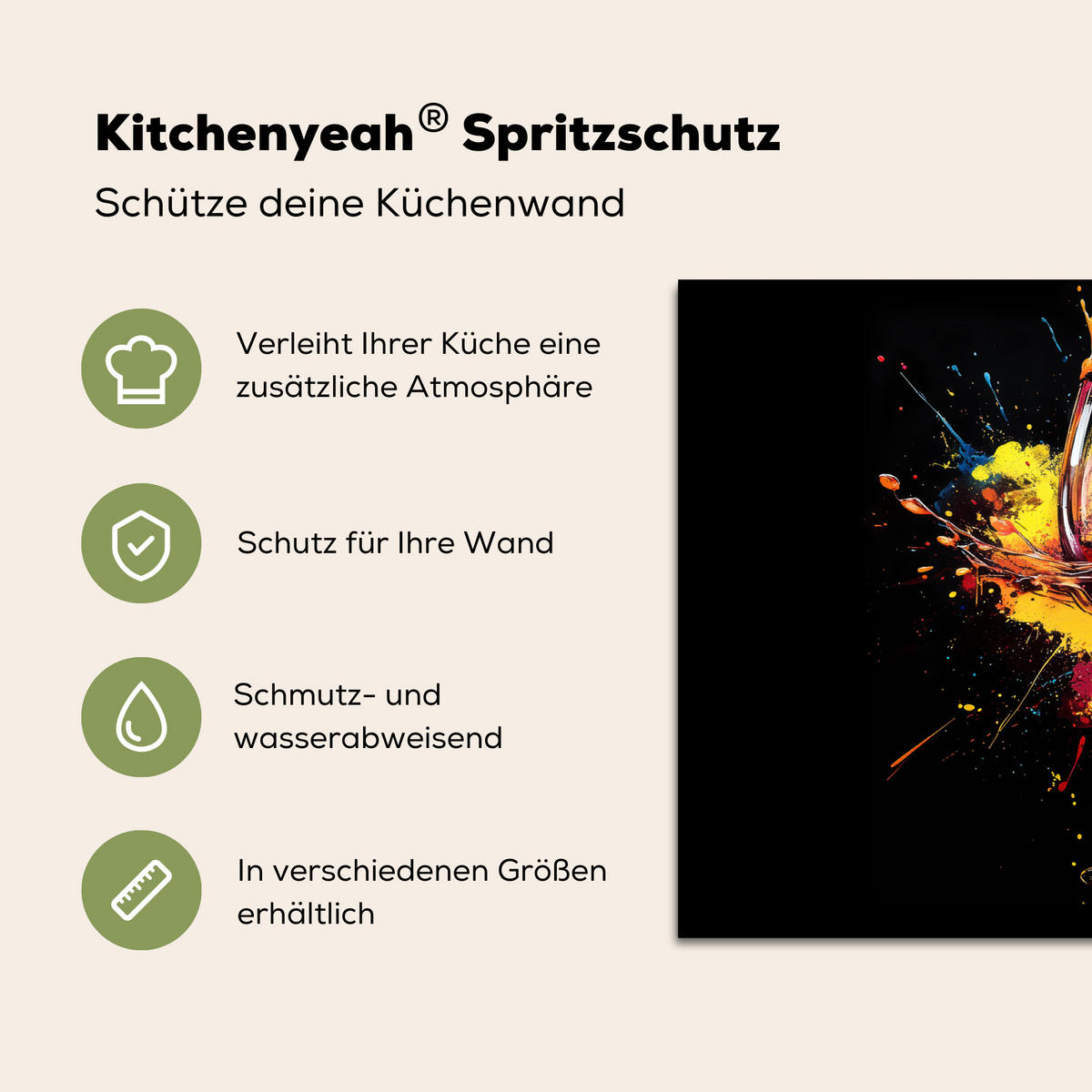 SPRITZSCHUTZ KÜCHE Wein - Glas - Graffiti - Getränk - Rot - Farbe 80x55 cm - Weinrot, Metall (80/0.3/55cm) - MuchoWow