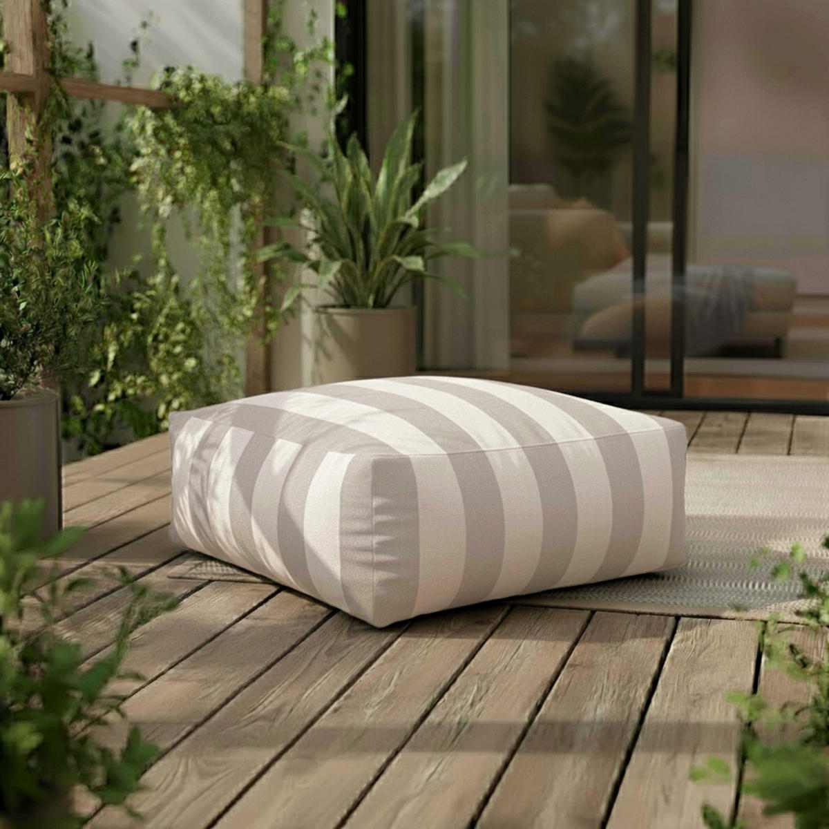 GARTENSOFA mit 4 Sitzplätzen, Beigefarbe - Beige, Textil (85/65/255cm) - Oviala