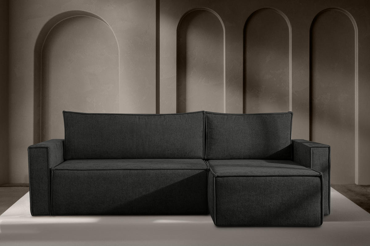 UNIVERSAL-ECKSOFA NAPI II mit Schlaffunktion, anthrazit - Anthrazit, Textil (246/148cm) - KONSIMO®