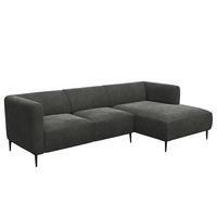2,5-SITZER ECKSOFA mit Longchair - Schwarz/Grün, Textil/Metall (271/148cm) - home24