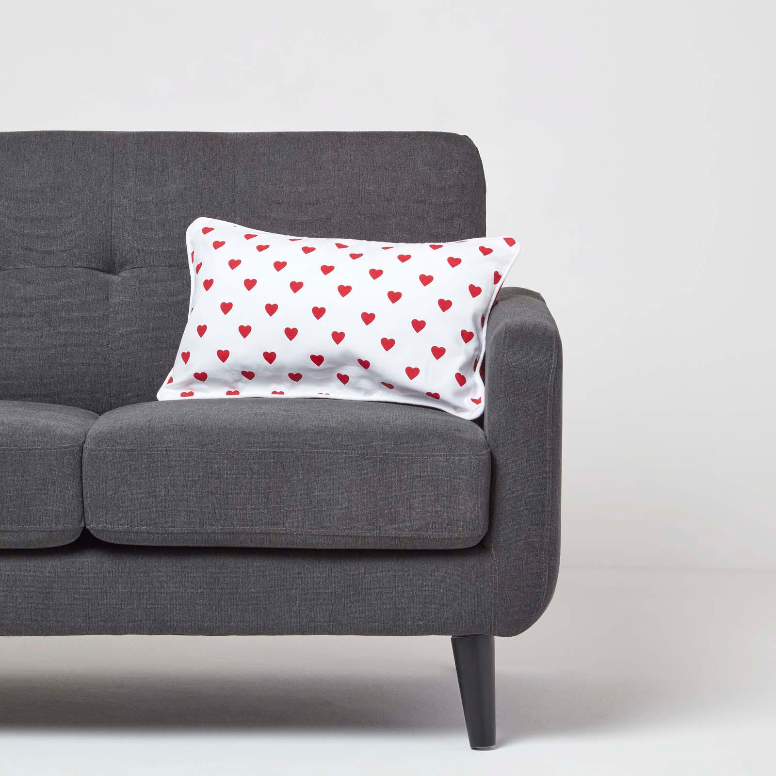 KISSENHÜLLE Herzen 30/50 cm, 100% Baumwolle - Rot, Textil (30/50cm) - Homescapes