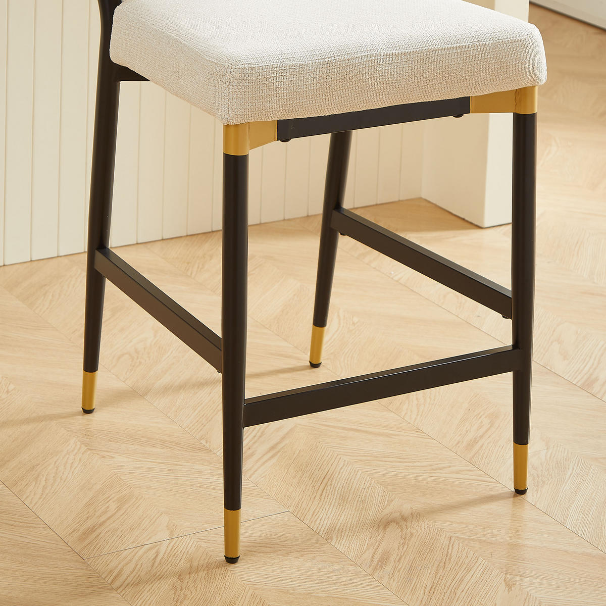 BARHOCKER 2er-Set mit Stoffkissen und Fußstütze, Creme - Beige, Textil (49/102/59cm)
