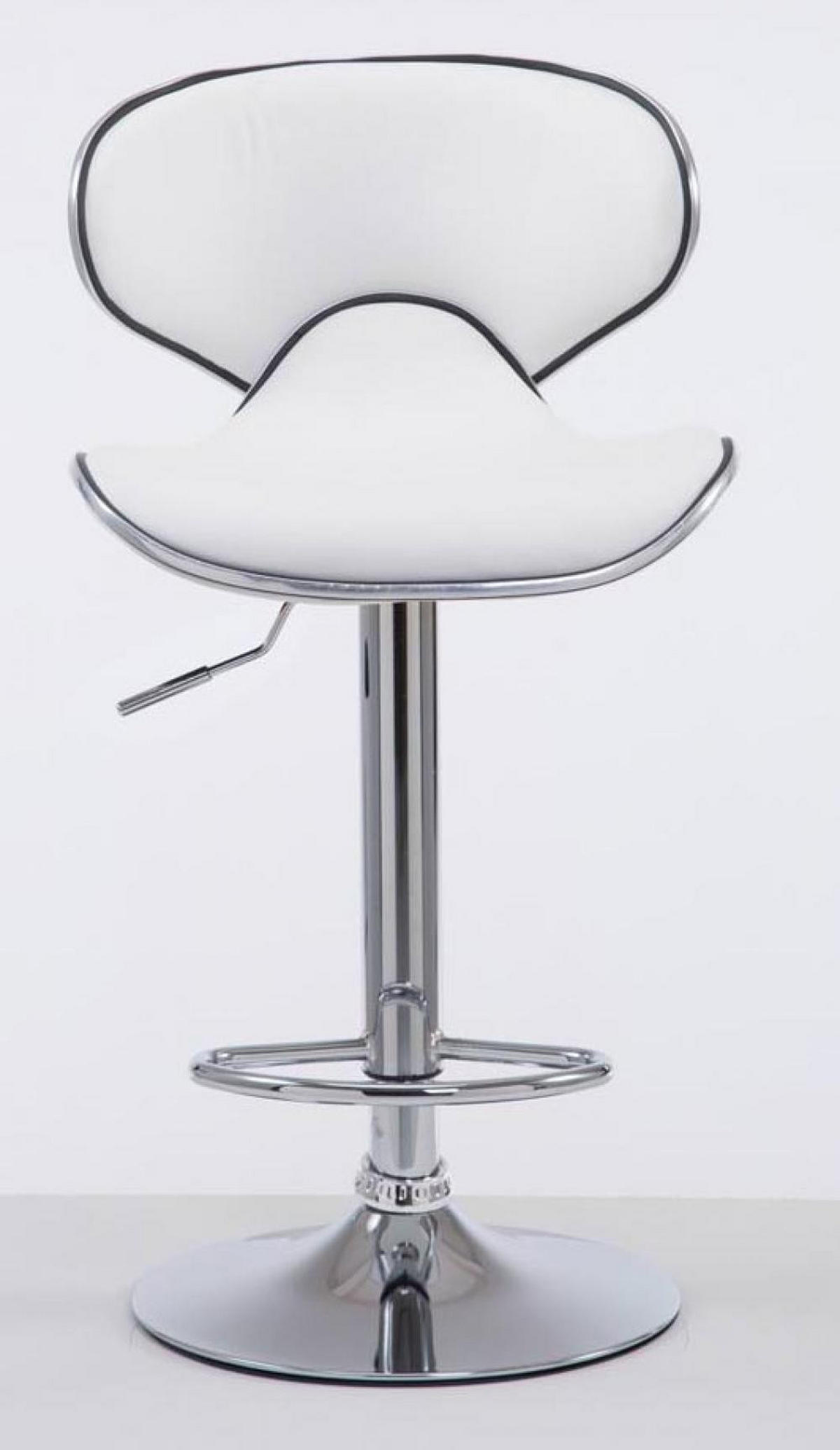 BARHOCKER 2er Set Lederlook weiß - Chromfarben/Walnussfarben, Textil/Metall (46/88/49cm) - CLP