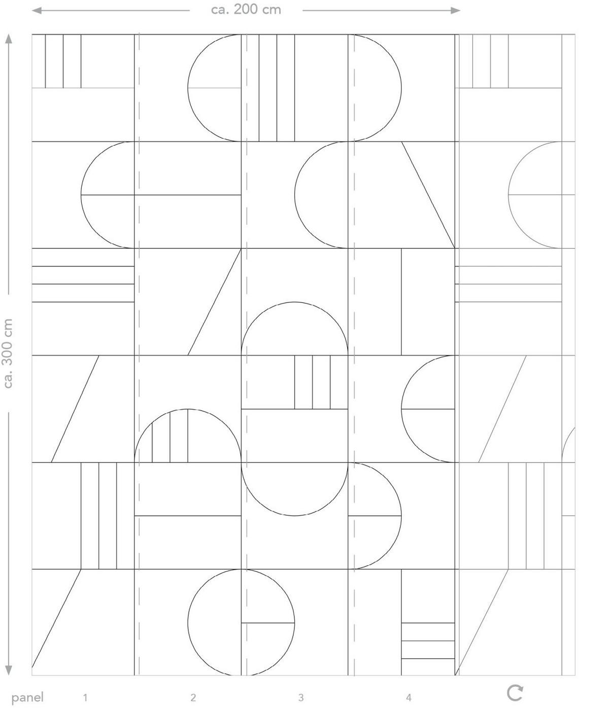 FOTOTAPETE Art Decó Muster 200 x 300 cm - Schwarz, Papier (200/300cm) - ESTAhome