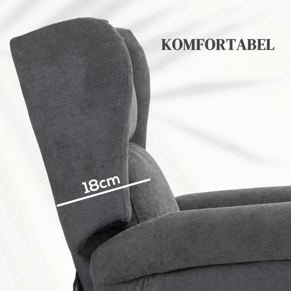 FERNSEHSESSEL mit Aufstehhilfe Leinen Dunkelgrau - Dunkelgrau/Schwarz, Textil/Metall (94/111/74cm) - HOMCOM