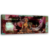 WANDBILD rosa buddha statue - Multicolor, Textil (90/30cm) - Feeby