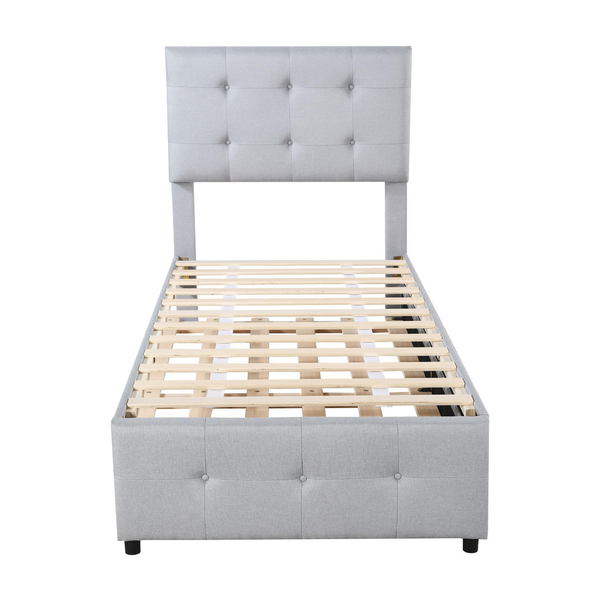 POLSTERBETT 90/200 cm grau mit ausziehbarem Bett und verstellbarem Kopfteil - Grau, Textil (90/200cm) - OKWISH