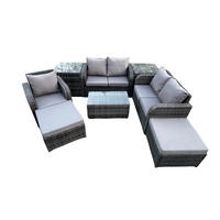 LOUNGESOFA-SET Polyrattan Dunkelgrau 7-Sitzer - Dunkelgrau, Metall - Fimous