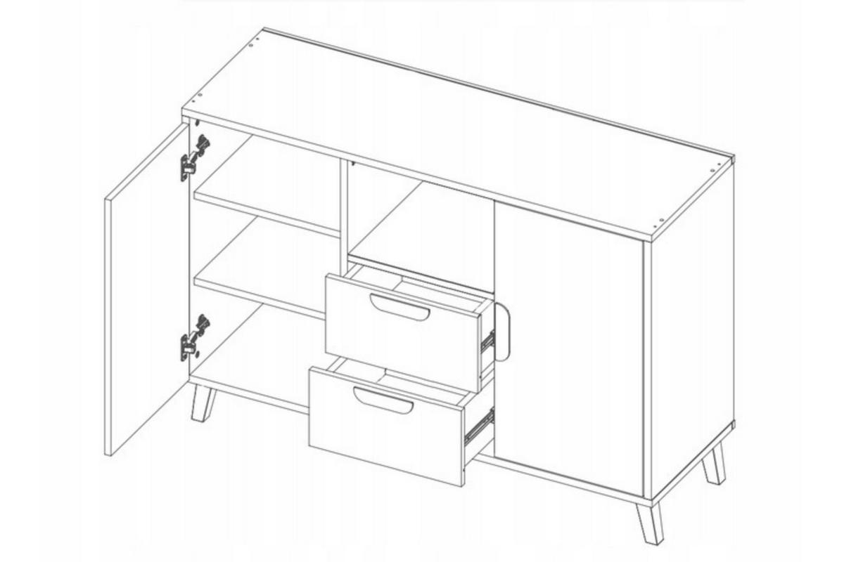 KINDERKOMMODE JUSTIN 08 120 cm breit in Weiß / Graphit / Grau / Eiche - Eichefarben/Graphitfarben, Holzwerkstoff (120/84/40cm) - Deine Möbel 24