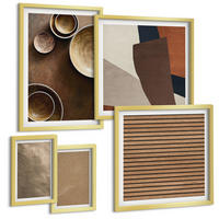 BILDER SET 5er Set - 50x50 cm & 20x30 cm & 40x60 cm Goldrahmen - Moderne Steinstrukturen - Goldfarben, Kunststoff (40/60cm) - TULUP