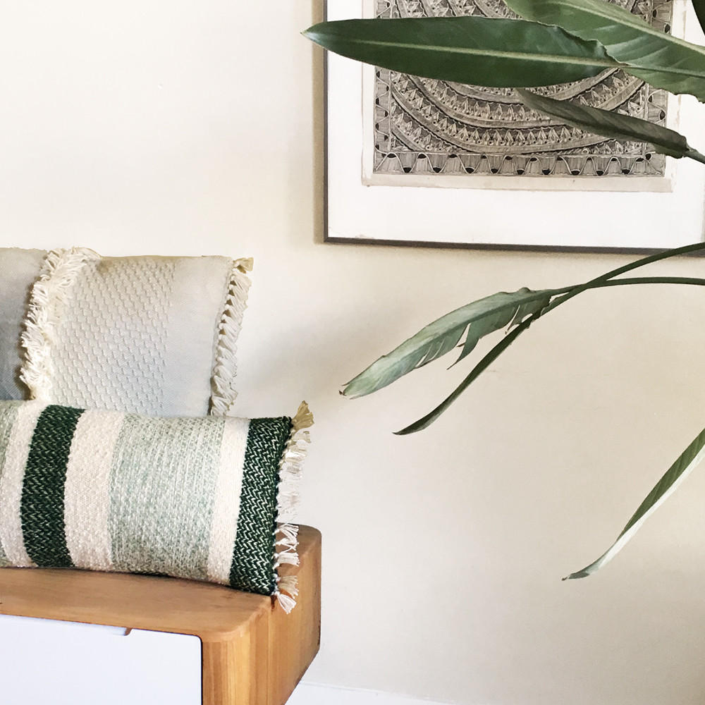 Thumbnail - Malagoon Dekokissen, Grün, Weiß, Textil, Gestreift, Füllung: Hohlfaser, Rechteckig, 35x12x60 cm, Wohntextilien, Kissen, ...