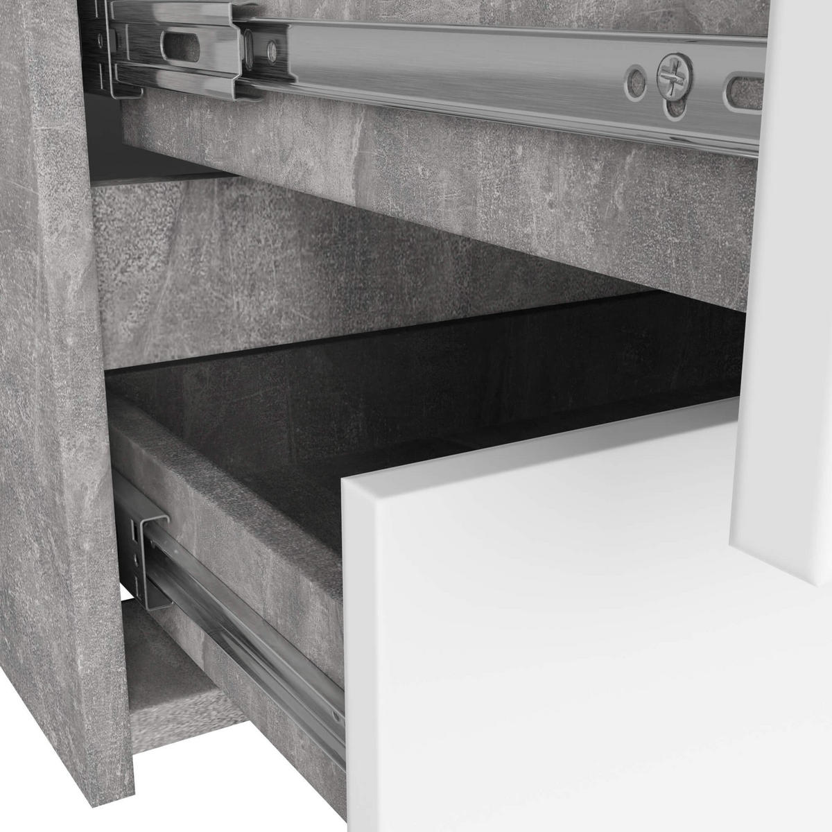 KOMMODE CL100 6 Schubladen, Beton-Weiß, 35x100x57 cm - Graphitfarben/Weiß, Holz (100/57/35cm) - Milordbikes