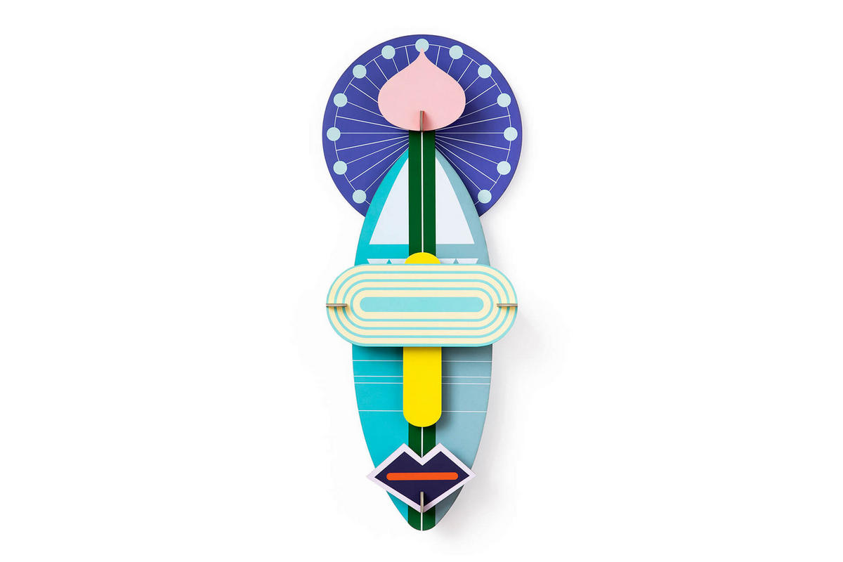 WANDDEKO Abstrakte Maske 25/8 cm - Blau, Wellpappe (25/8/62cm) - KUNSTLOFT