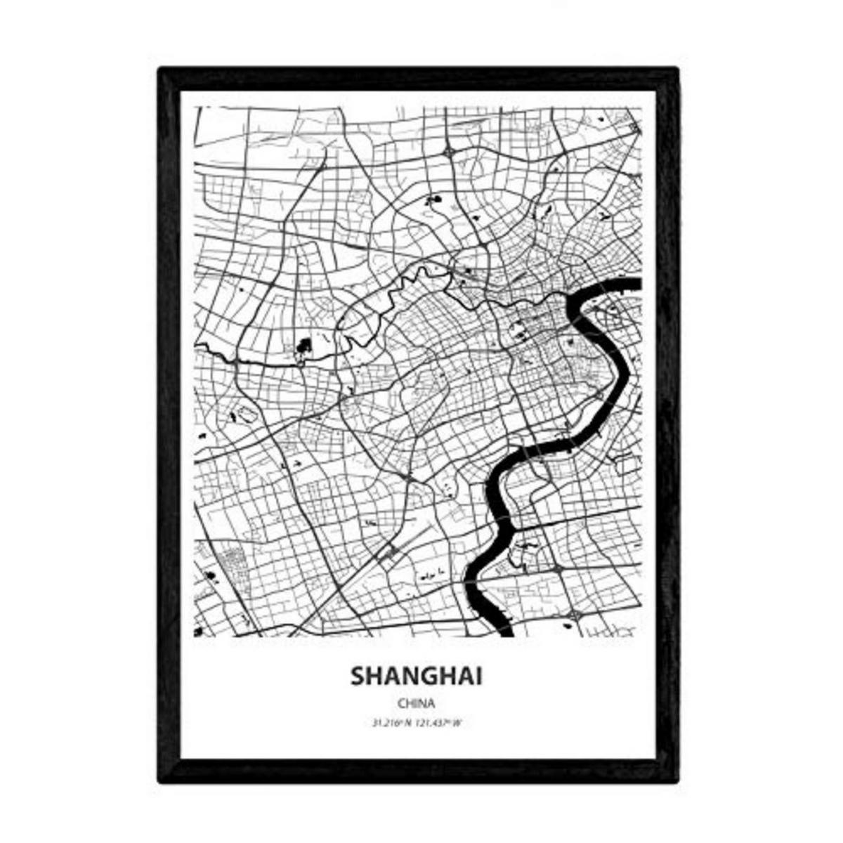 POSTER Shanghai - China A3 Rahmenlos - Klar, Papier (29.7/5/42cm) - Nacnic