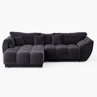 ECKSOFA LARGO Links Schwarz Velours Premium L-Form Couch mit Schlaffunktion & Bettkasten - Schwarz, Holz (180/285cm) - Barchello
