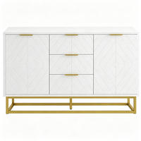 SIDEBOARD in Weiß und Gold 120x40x76 cm mit 2 Türen und 3 Schubladen - Weiß, Holzwerkstoff (40/76/120cm) - IVMEU