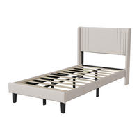 POLSTERBETT 90/200 cm Beige mit gepolstertem Kopfteil - Beige, Holz (90/200cm) - SHOPENTRA