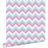 TAPETE Zickzack-Motiv 53 cm x 10.05 m - Türkis, Papier (53/0.1cm) - ESTAhome