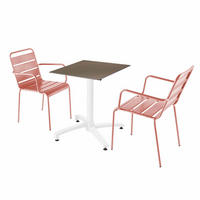 GARTENSET 3-tlg., Mokka-Farbe/lehm - Pink/Mokka, Metall - Oviala