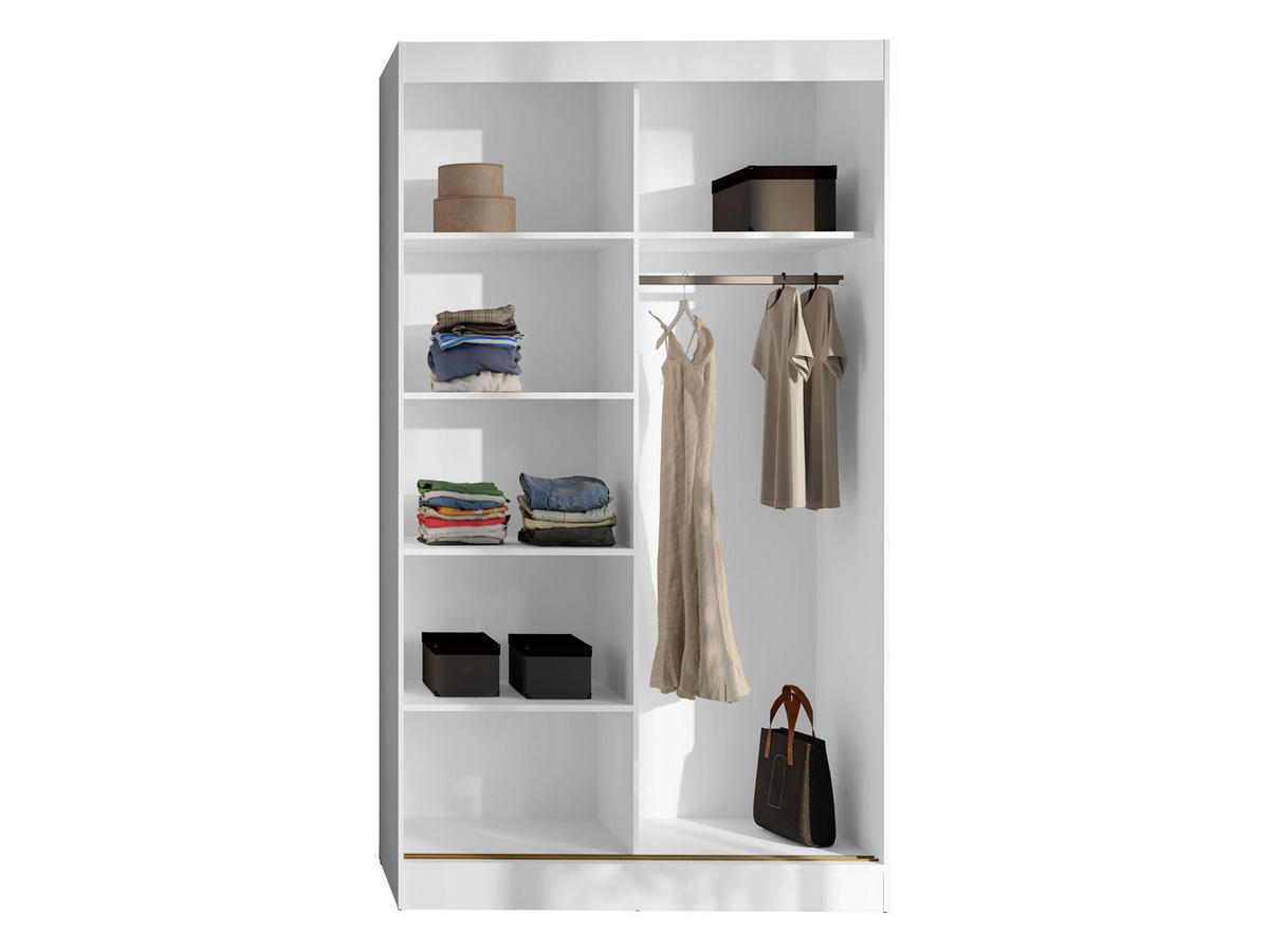 SCHIEBETÜRENSCHRANK Modin 120 - Goldfarben/Weiß, Holzwerkstoff/Kunststoff (120/216/65cm) - MIRJAN24