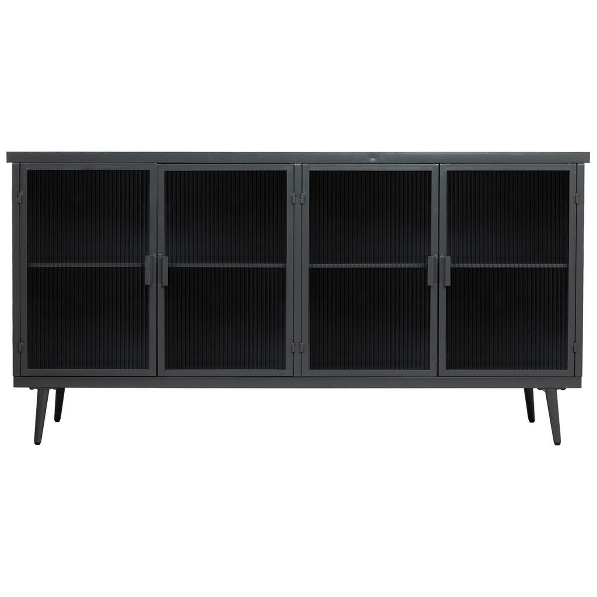 HOLZ-METALLSCHRANK mit Glas 160x36x80 cm - Schwarz, Holz (160/80/36cm) - Wanderlust