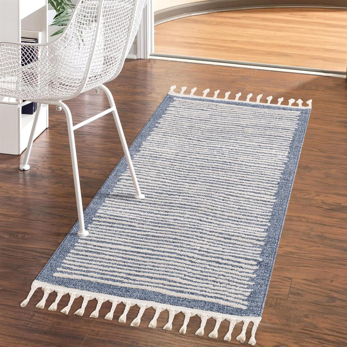 KURZFLOR-TEPPICH Art 2231 Blau 80x300 cm - Blau, Textil (80/300cm) - carpet city
