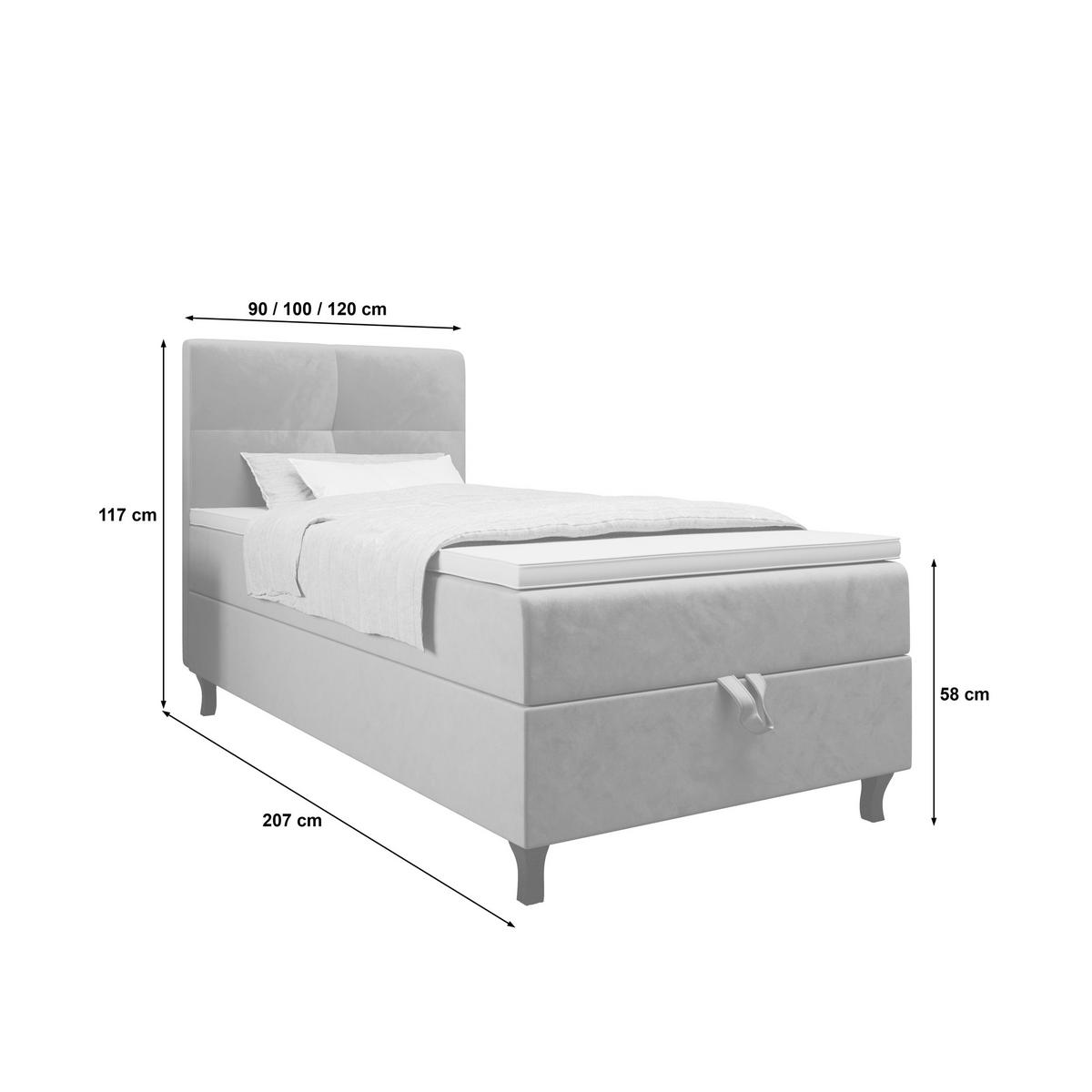 BOXBETT LIMBA mit Matratze H3 und Topper 100x200 Monolith 02 - Creme, Holz/Textil (100/200cm) - Bedante